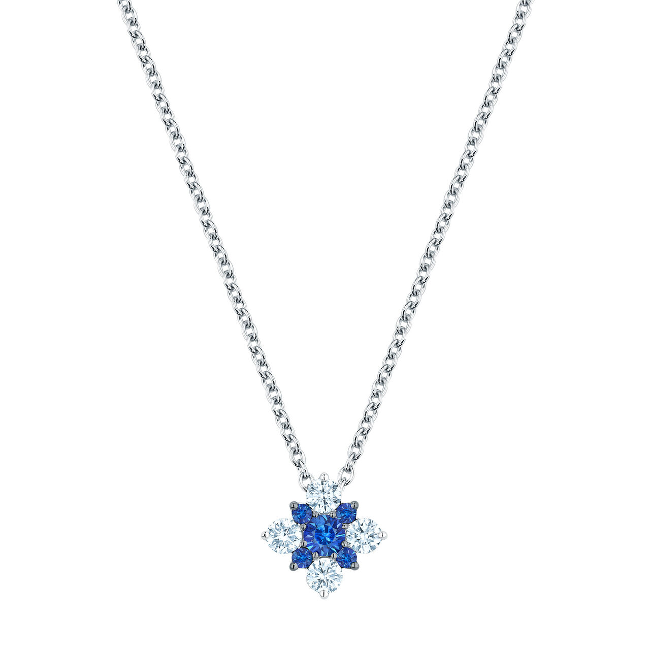 bijoux birks snowflake cluster diamond necklace with sapphires image number 0