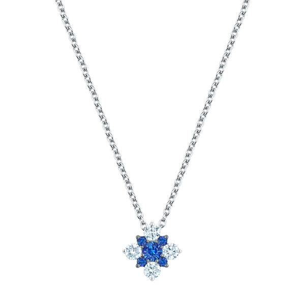 Sapphire and Diamond Square Cluster Pendant