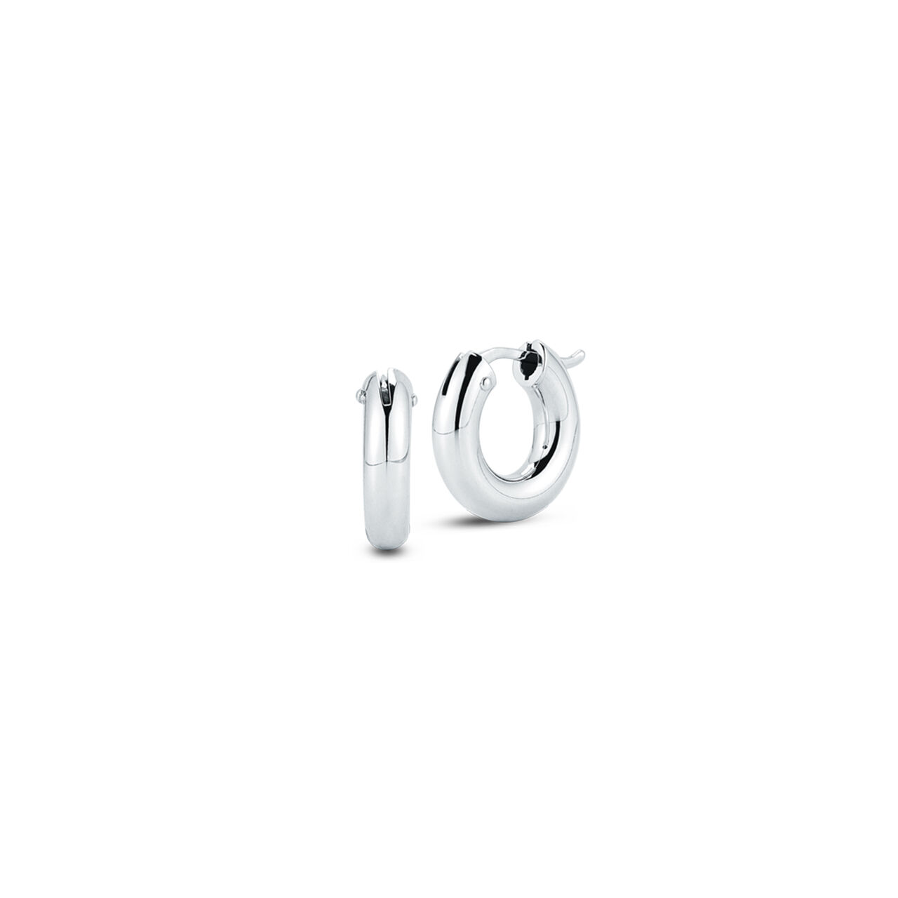maison birks roberto coin basic white gold 15mm round hoop earrings image number 0