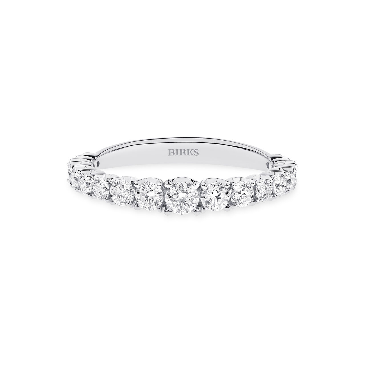 Front view of Birks Essentials Diamond Band Ring in 18k white gold image number 0