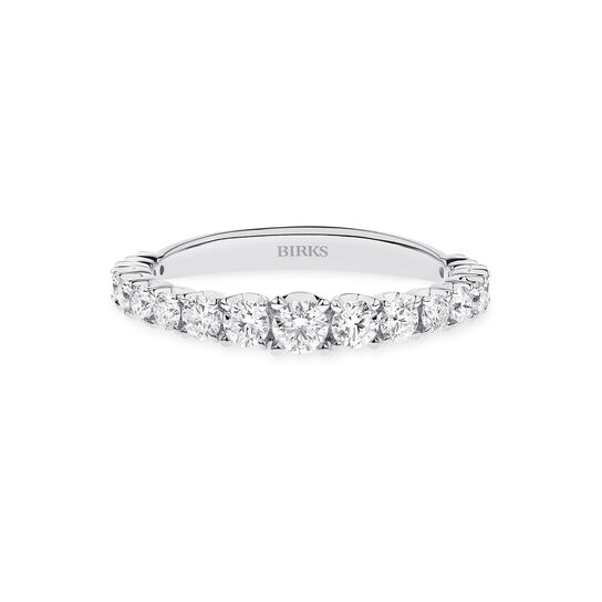 Front view of Birks Essentials Diamond Band Ring in 18k white gold image number 0