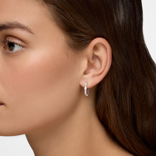 Birks Essentials White Gold Diamond Hoop Earrings image number 1