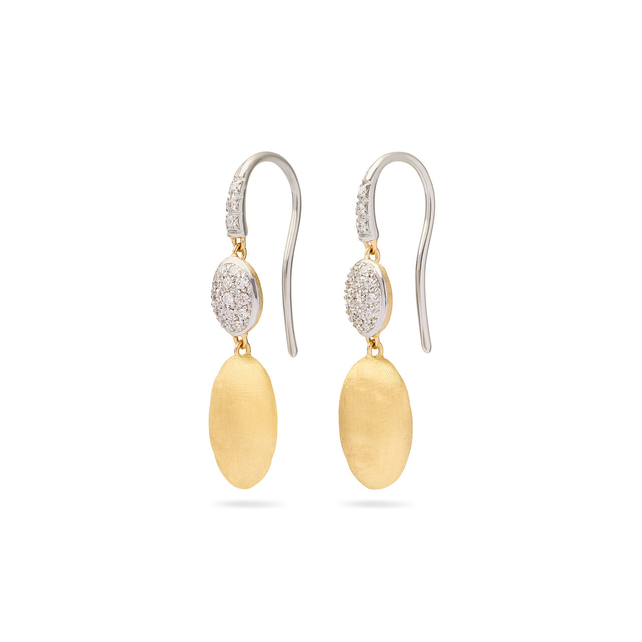 Marco Bicego Siviglia Small White and Yellow Gold Diamond Drop Earrings OB1289-A B YWQ6 image number 0