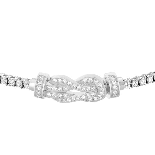 Bracelet cable Chance Infinie en or blanc avec pavé de diamants, modèle moyen