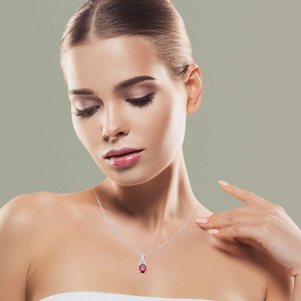 Oval Ruby and Diamond Pendant