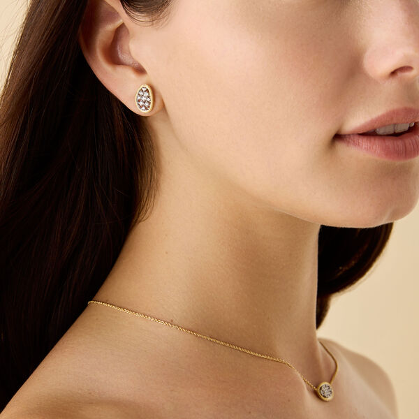 Lunaria Yellow Gold and Diamond Stud Earrings