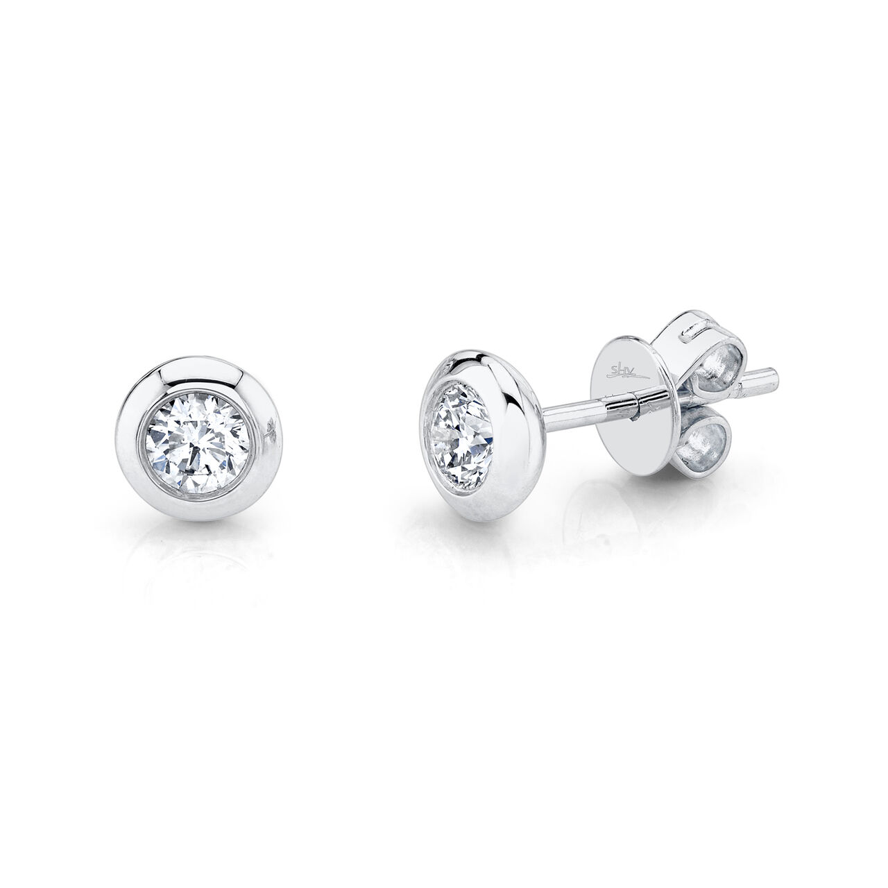 Shy Creation Bezel by The Inch White Gold and Diamond Stud Earrings SC55012546 image number 0