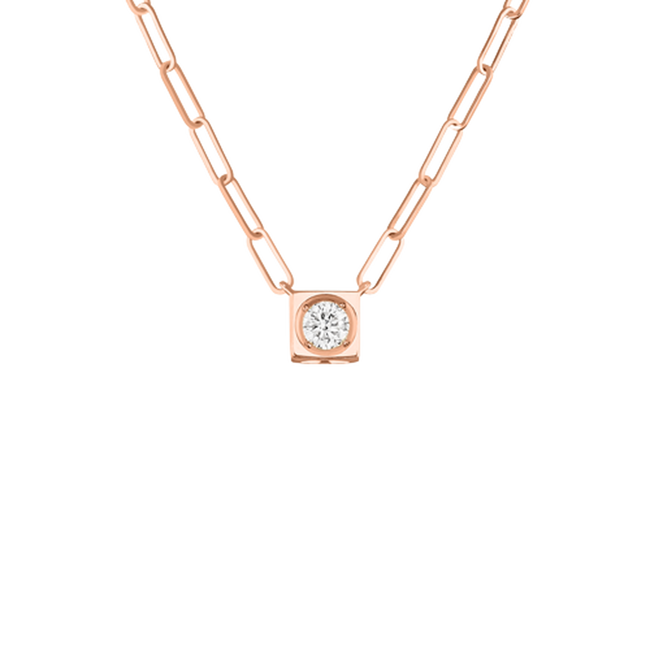 Dinh Van Le Cube Diamant Large Rose Gold and Diamond Necklace 608215 Front image number 0