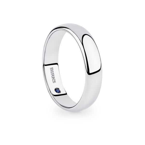 White Gold Wedding Band with Sapphire Accent, 5 mm