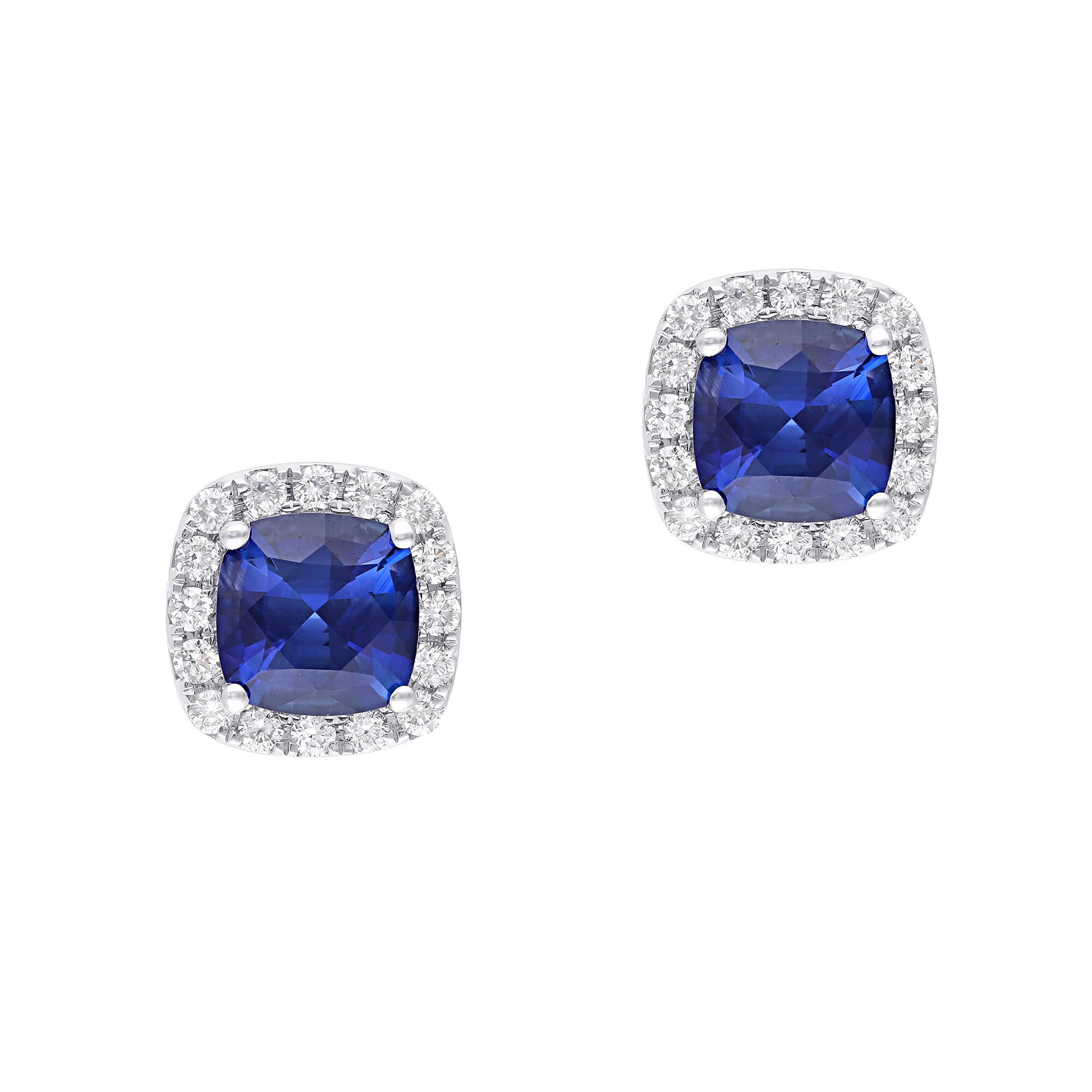 Cushion cut best sale sapphire earrings