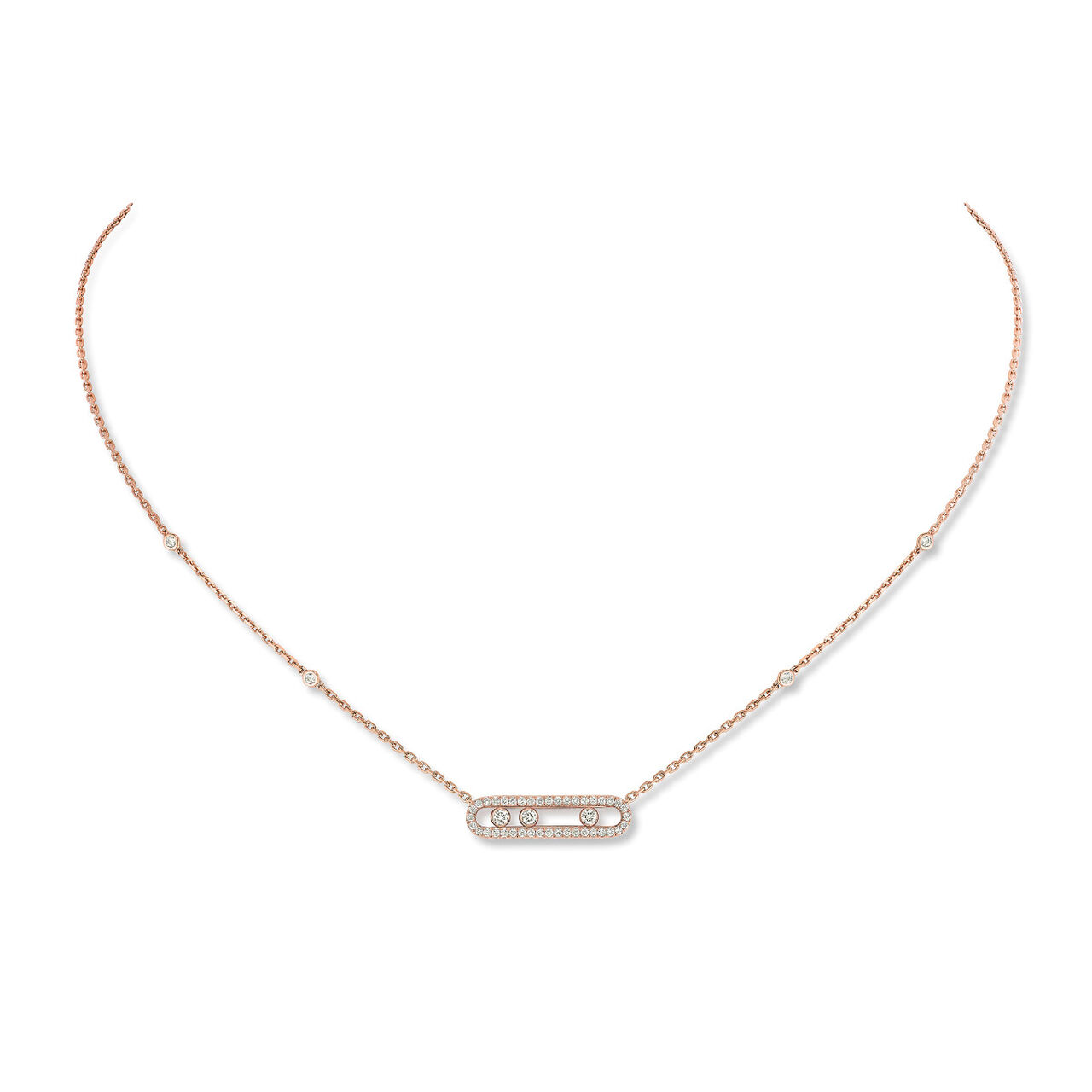 maison birks messika baby move rose gold diamond pave necklace 04322 pg image number 0