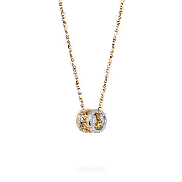 Tri-Gold Diamond Pendant Necklace
