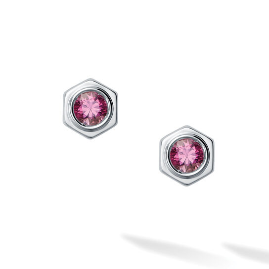 Ruby and Silver Stud Earrings image number 2