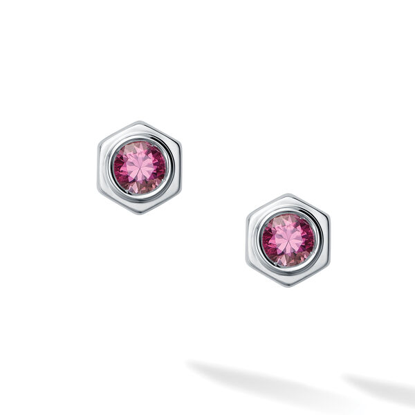 Ruby and Silver Stud Earrings