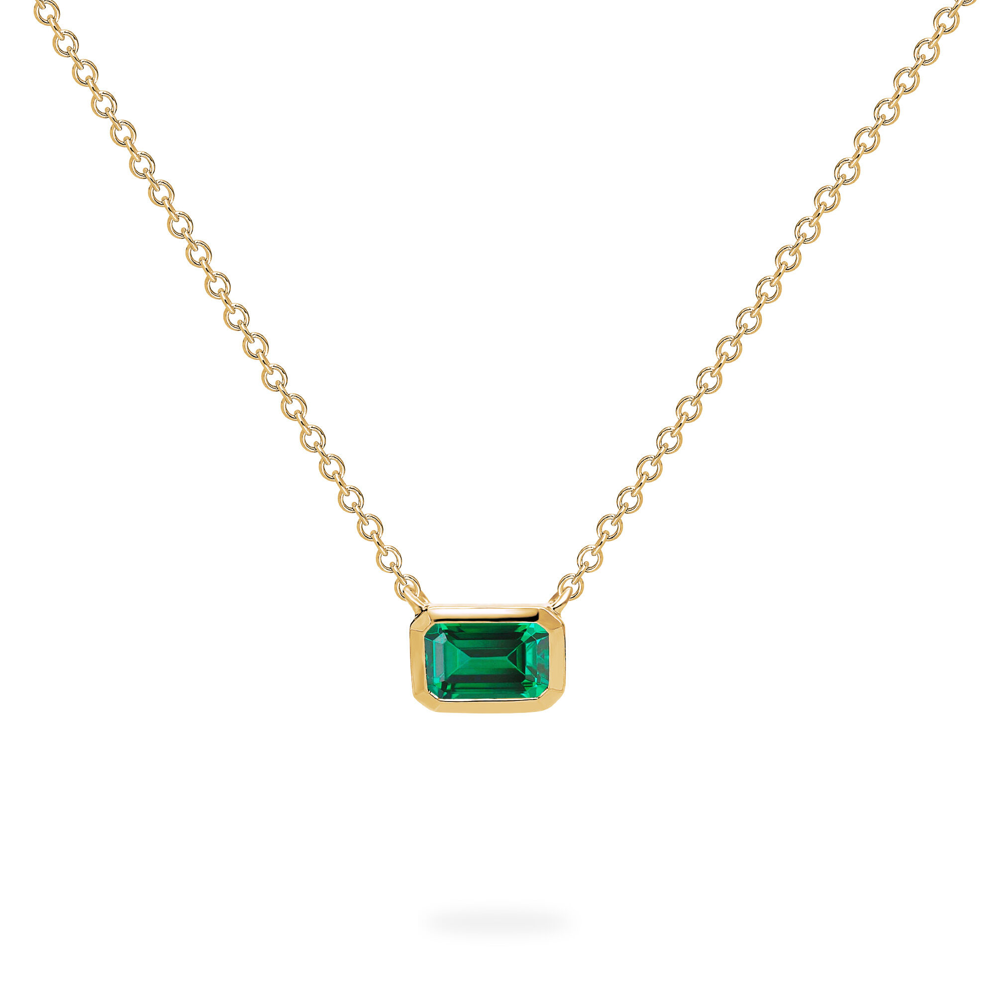 Yellow Gold Emerald Pendant Necklace