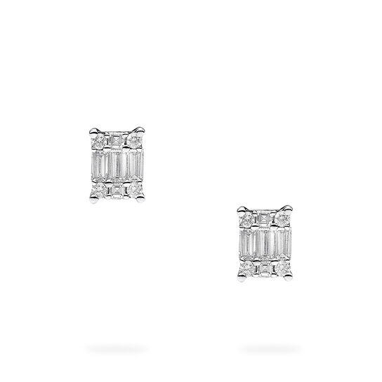 Birks Essentials White Gold and Diamond Rectangular Cluster Earrings, Small image number 2