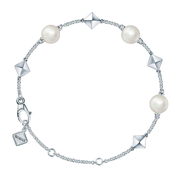 Freshwater Pearl and Stud Silver Bracelet