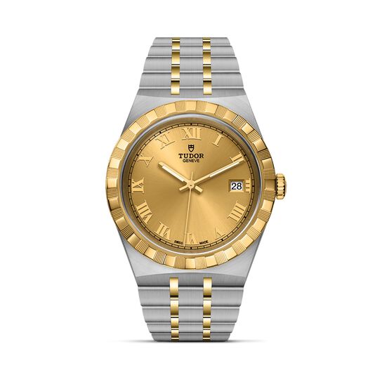 tudor royal 38 mm steel case yellow gold bezel champagne dial steel and gold bracelet m28503 0003 image number 0
