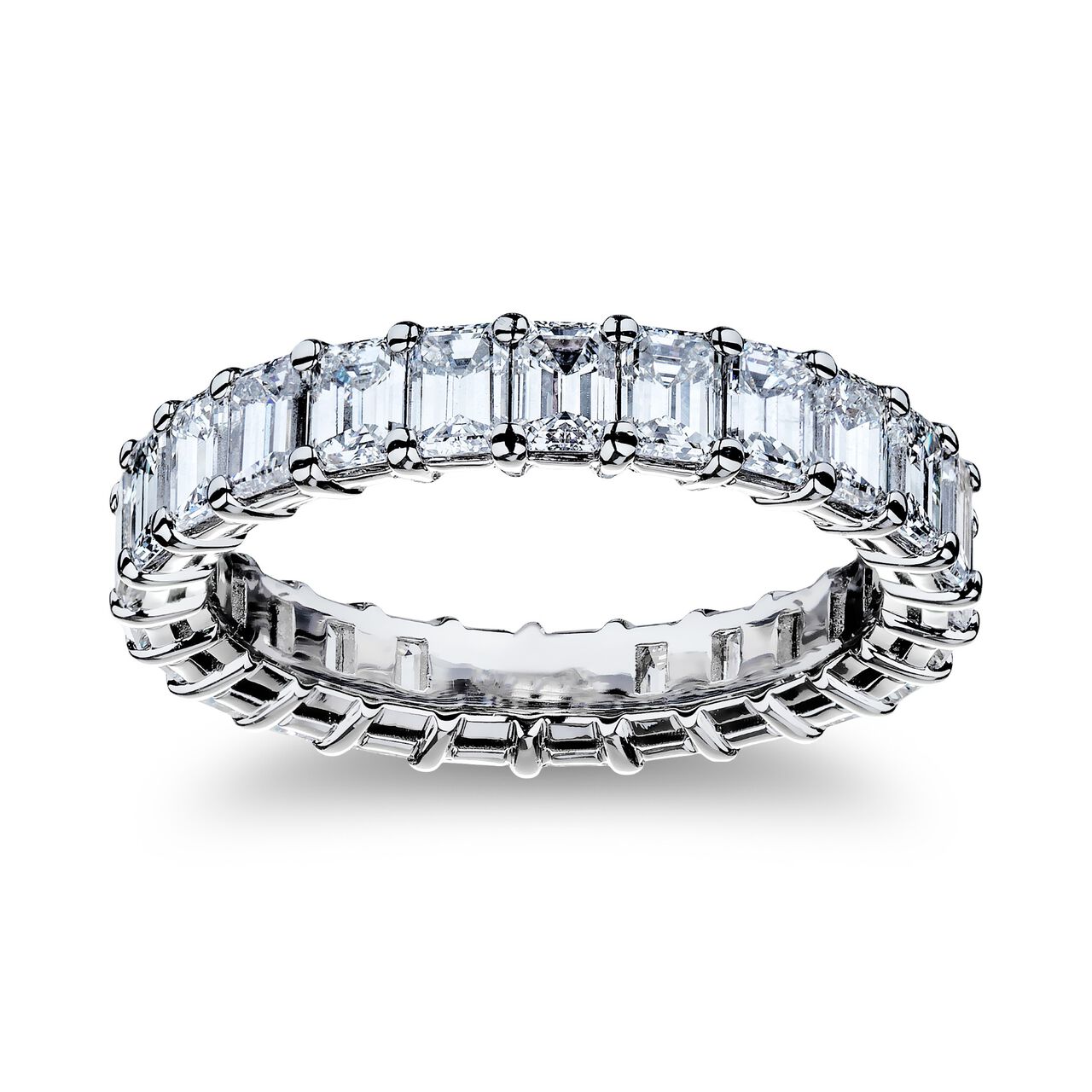 Platinum 3.25ct Emerald Cut Eternity Band image number 0