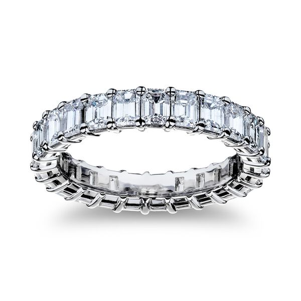Alliance &eacute;ternit&eacute; en platine sertie de diamant &eacute;meraude, 3.25ct