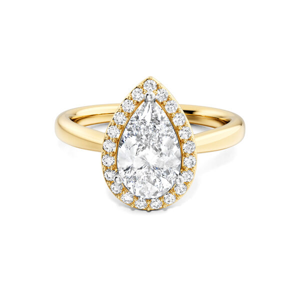 Pear-Cut Diamond Engagement Ring with Halo in Yellow Gold