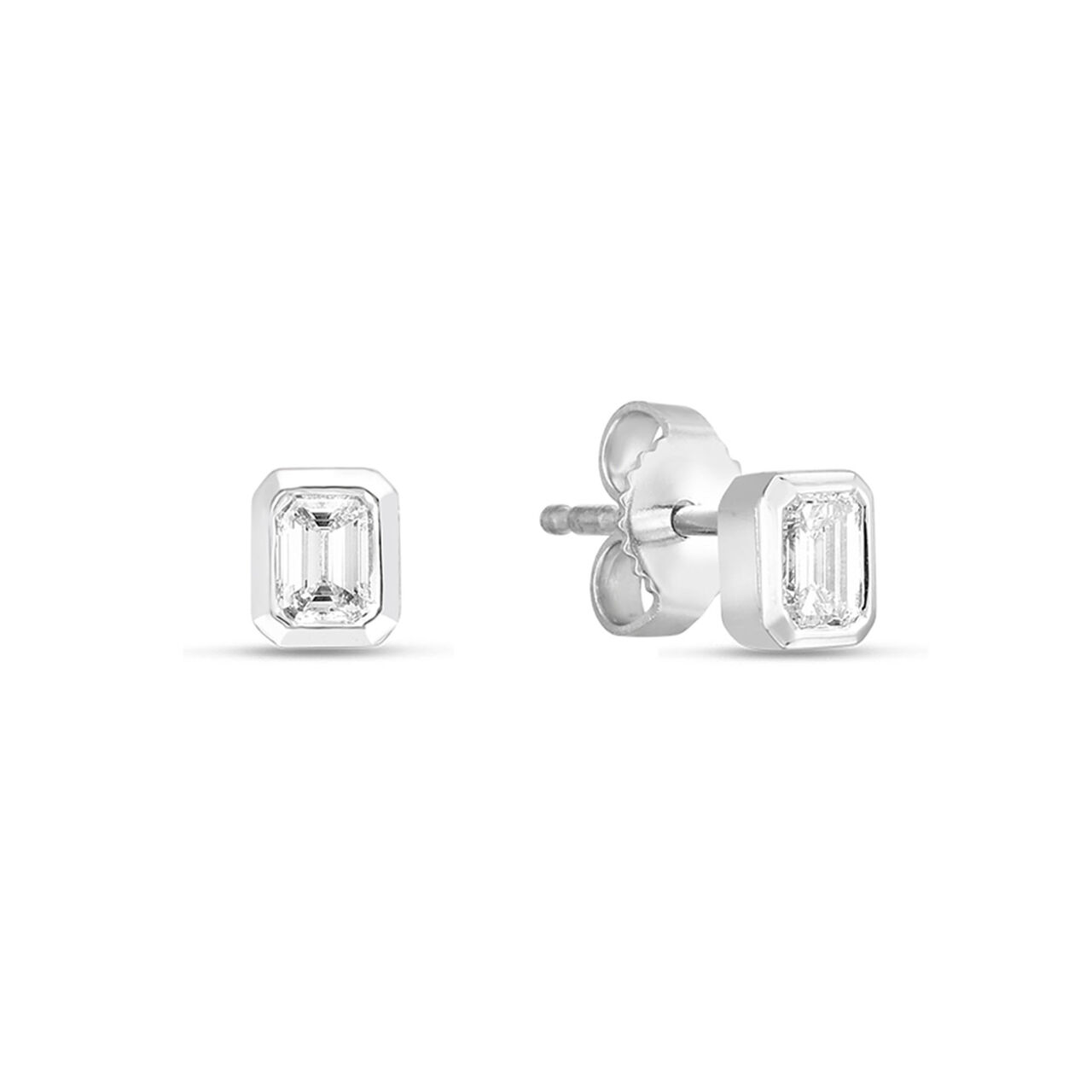 Boucles d'oreilles coupe émeraude Diamond By The Inch en or blanc et diamants image number 0