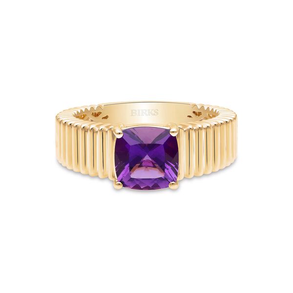 Bague plissée en or jaune et améthyste
