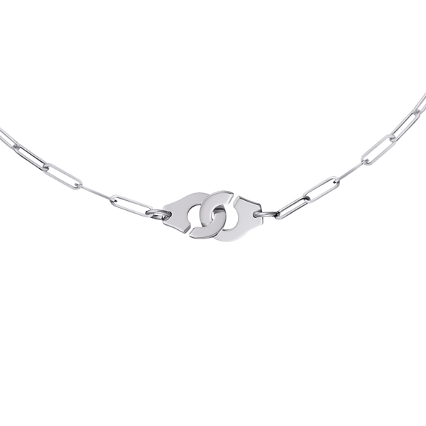 Collier Menottes R10 en or blanc