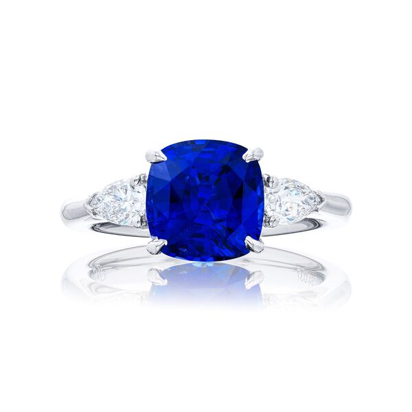 Cushion-Cut Sapphire and Pear-Shaped Diamond Ring