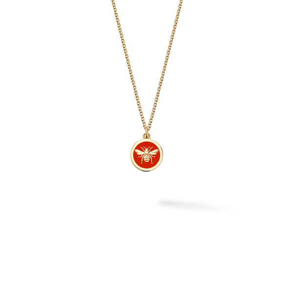 Small Red Enamel and Yellow Gold Round Medallion