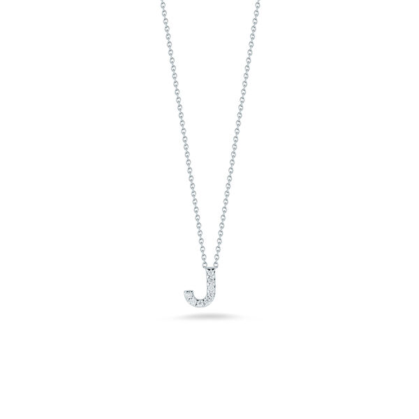 Pendentif Tiny Treasures Love Letter J en or blanc avec diamants