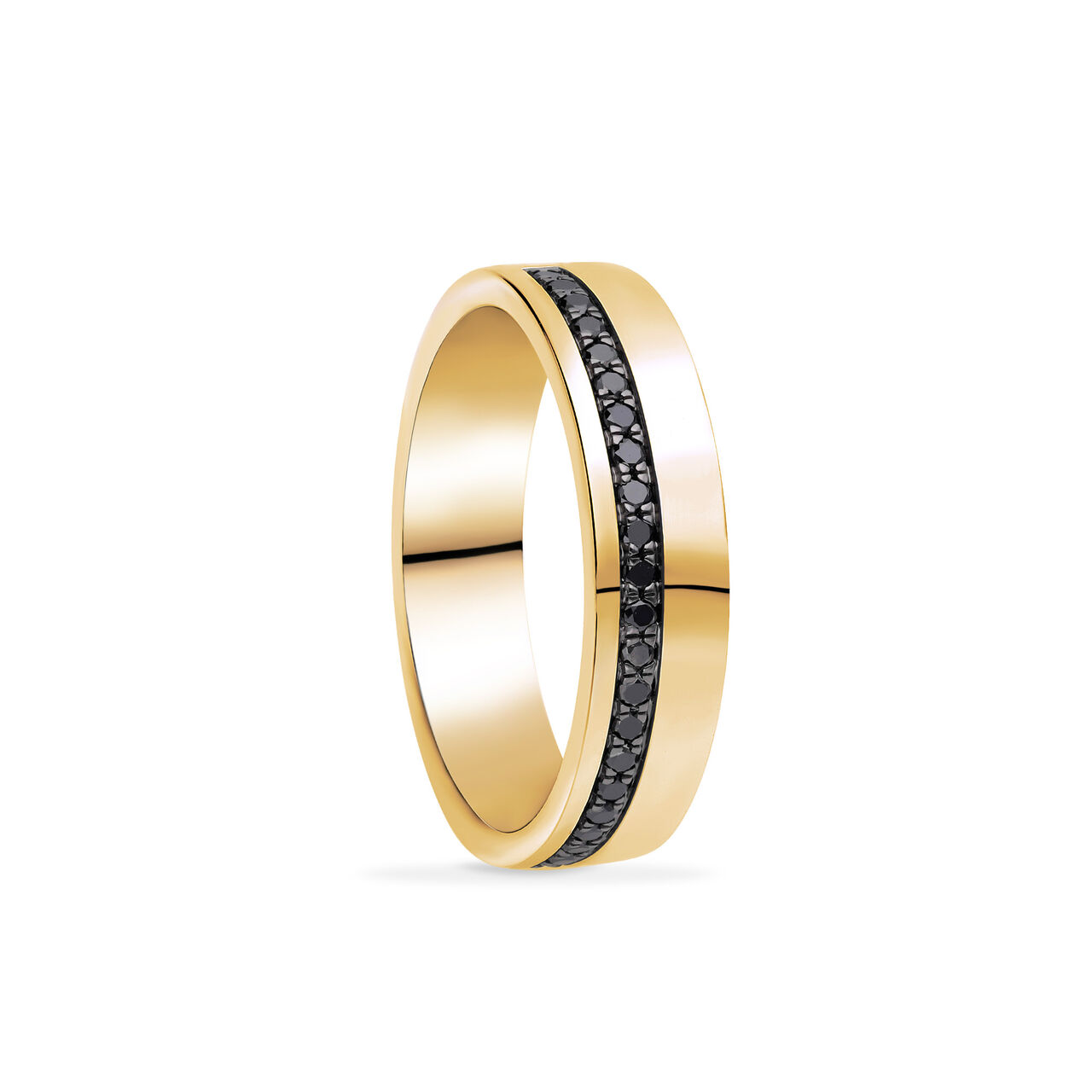 Birks Essentiels Bague pour homme en or jaune avec diamants noirs image number 2