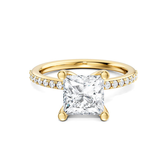 Birks Ros&eacute;e du Matin Bague de fian&ccedil;ailles en or jaune avec diamant solitaire taille princesse image number 0