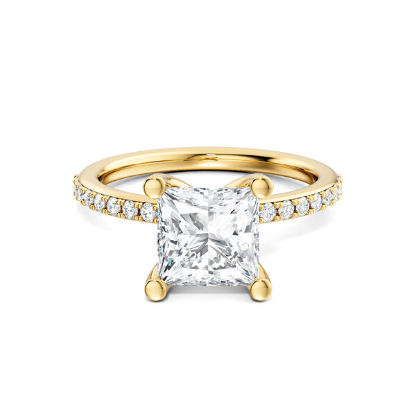 Bague de fian&ccedil;ailles en or jaune avec diamant solitaire taille princesse