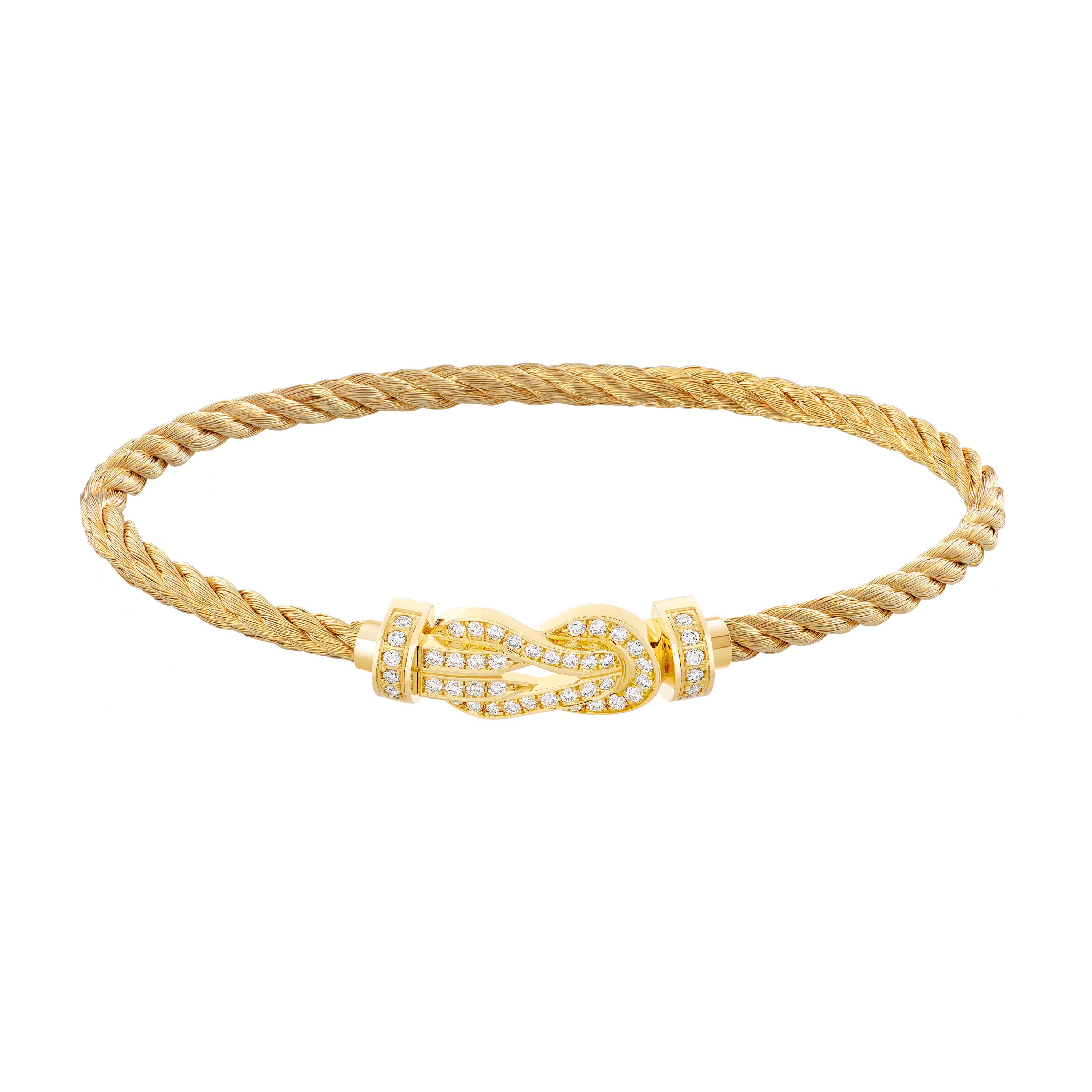 Chance Infinie Medium Yellow Gold and Diamond Pavé Cable Bracelet