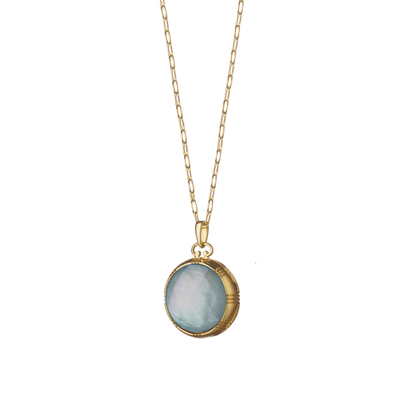 Monica Rich Kosann Stone Lockets Yellow Gold and Blue Topaz Pendant image number 0
