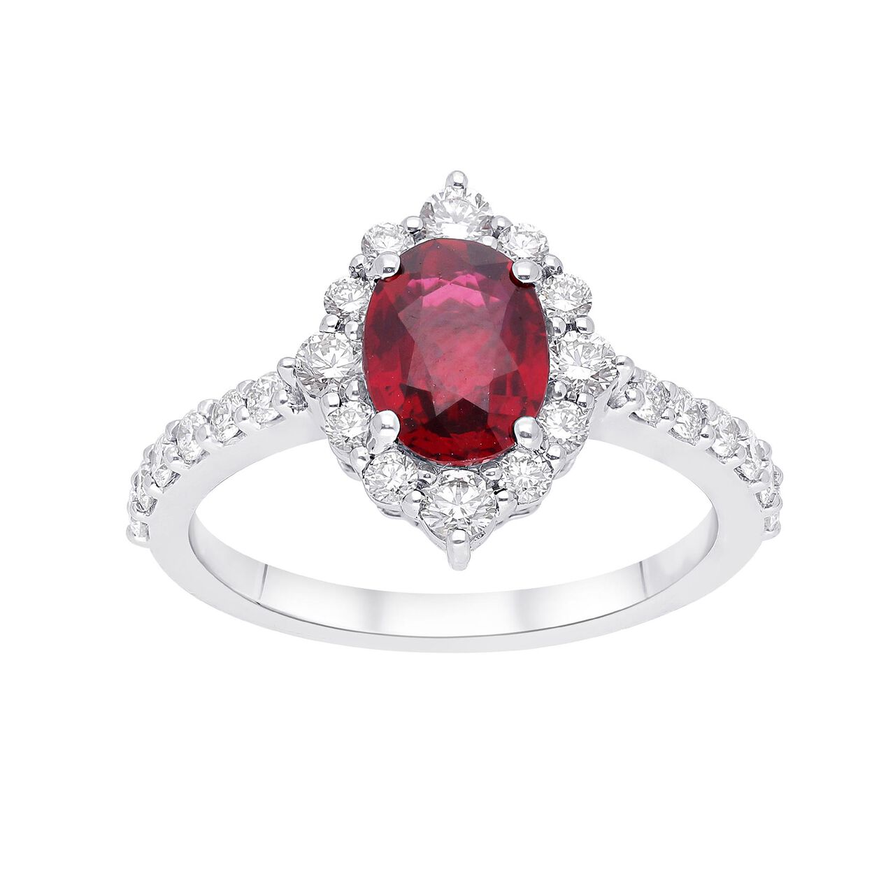maison birks salon oval ruby diamond halo sg12185r 8x6 ru front angle image number 3
