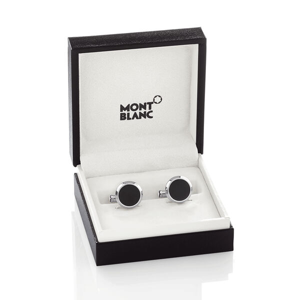 Boutons de manchette Meisterstück en acier inoxydable avec onyx
