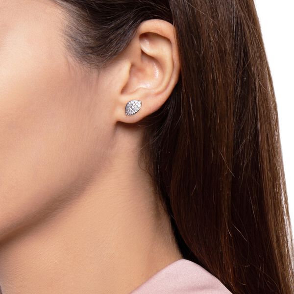 Boucles d'oreilles clous Petit Garden en or blanc avec pavé de diamants