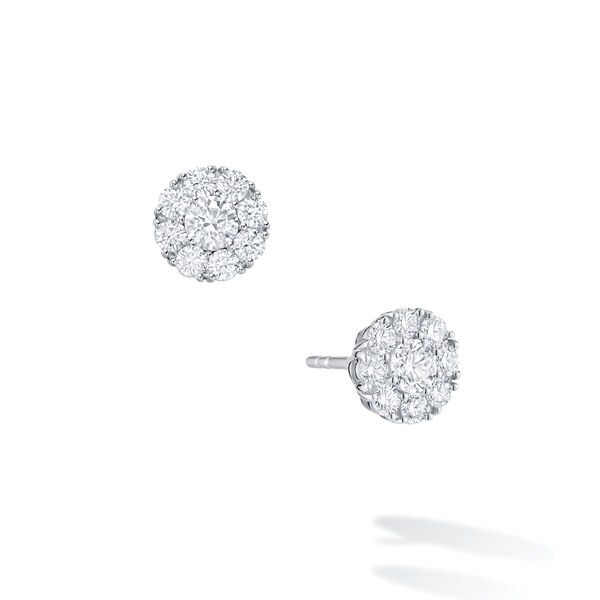 Boucles d'oreilles courtes en grappe de diamants, moyenne
