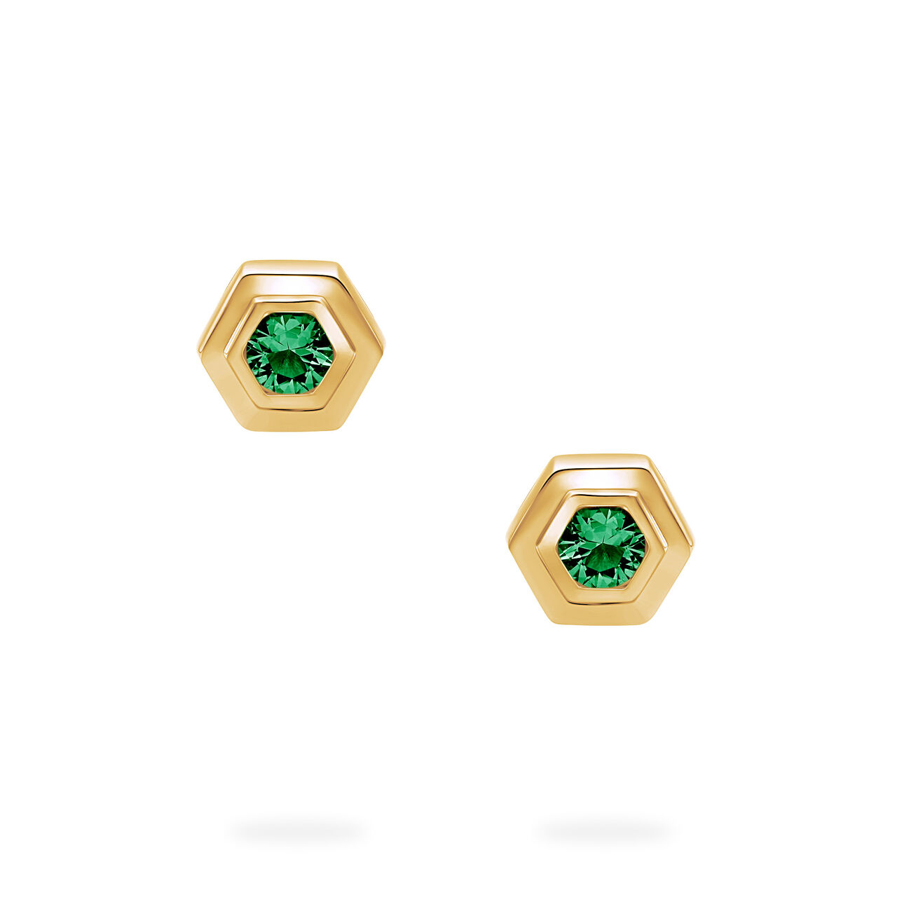 Birks Bee Chic Yellow Gold Birthstone Earrings, Emerald image number 1