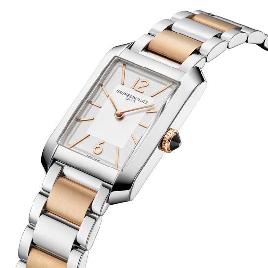Baume & Mercier Hampton 35 x 22 mm quartz en acier inoxydable et plaquage en or rose image number 2
