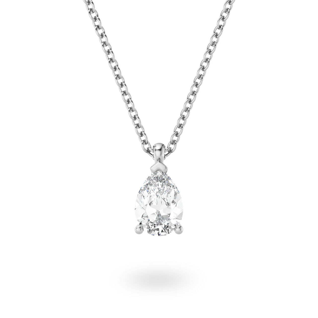 Birks Blue Pear-Cut Solitaire Diamond Pendant in White Gold image number 0
