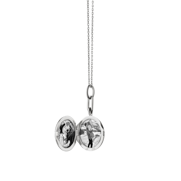 Médaillon Adventure Compass Petite Lockets en argent avec saphir blanc