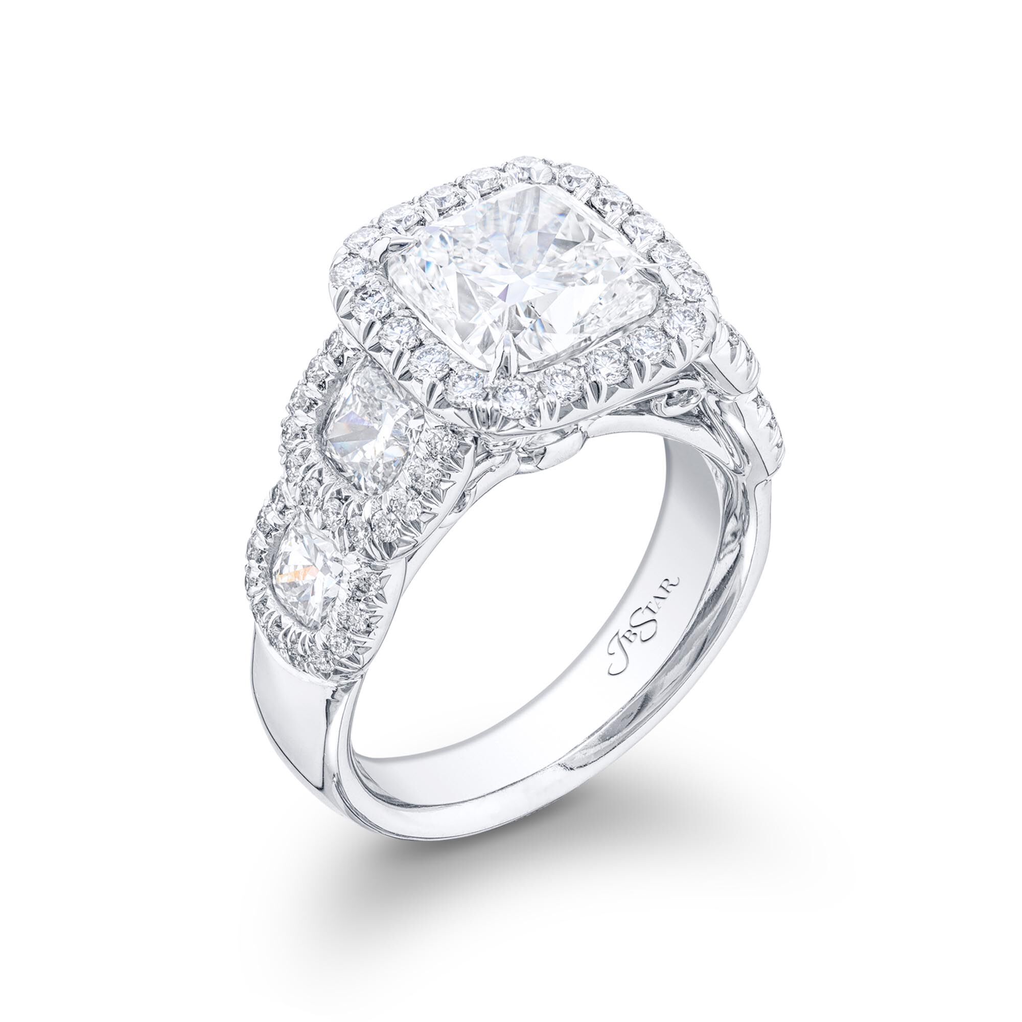 Cushion Cut Diamond Engagement Ring With Halo JB Star 7134 008