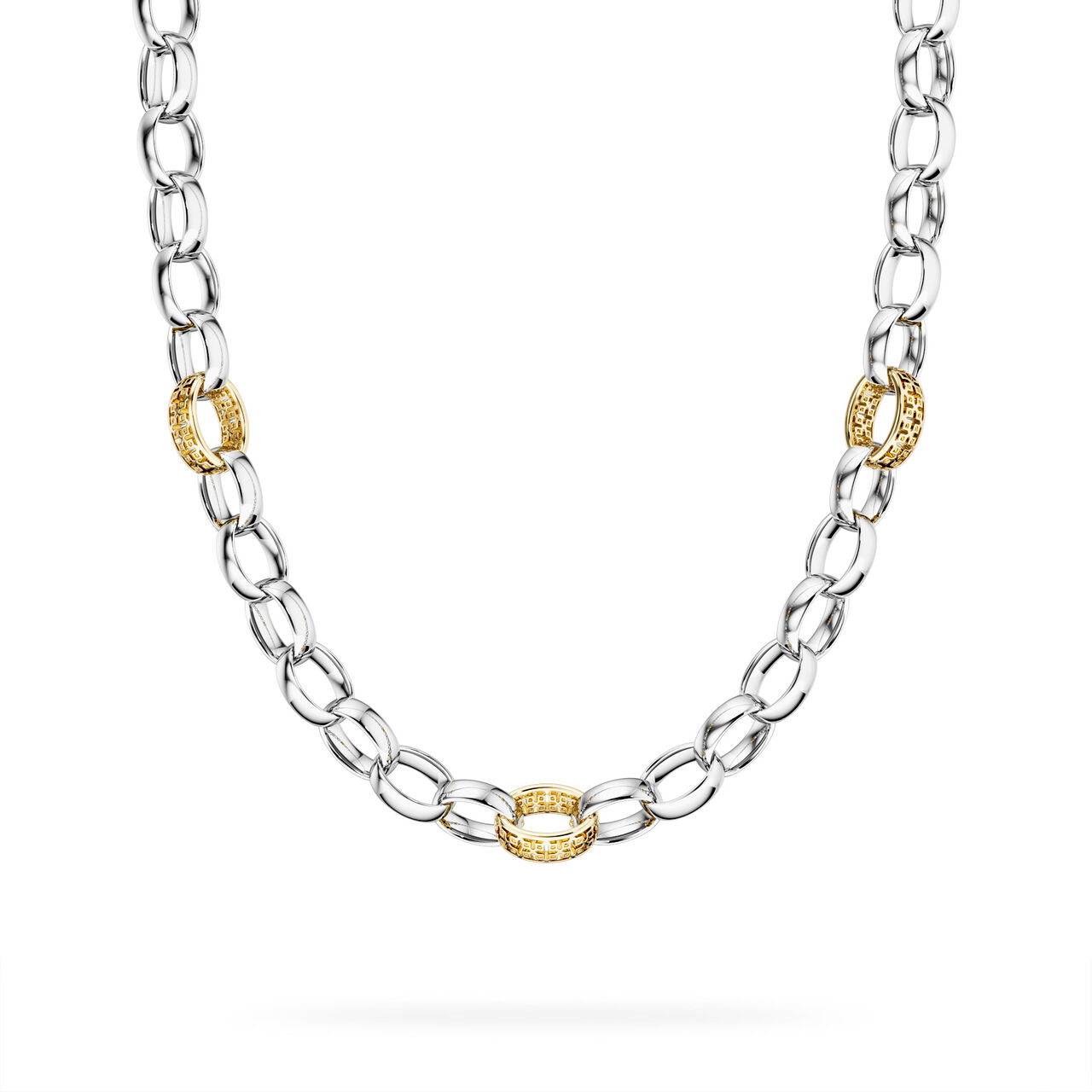Birks Dare to Dream Yellow Gold and Sterling Silver Link Necklace image number 0
