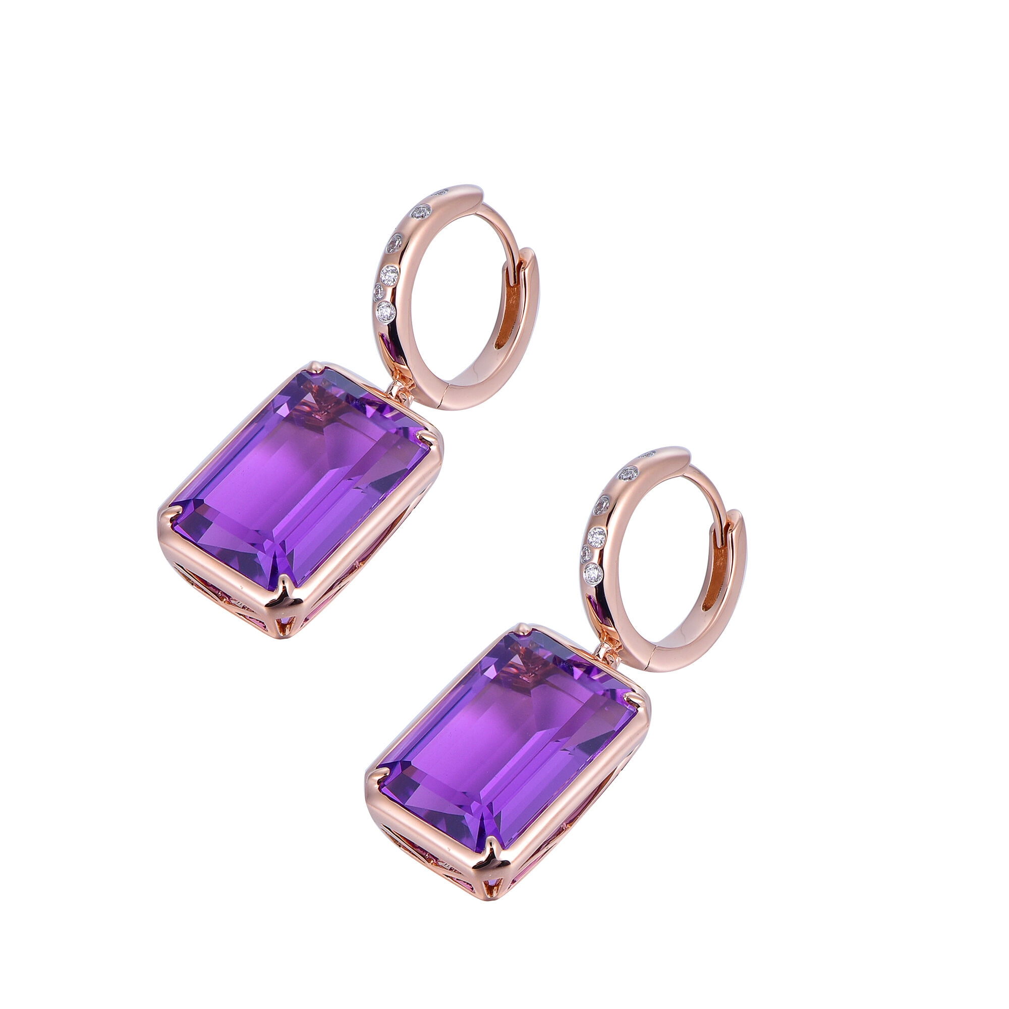 Amethyst Earrings in Rose Gold