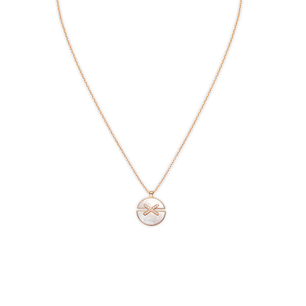 Pendentif Jeux De Liens Harmony en or rose avec nacre et diamants, moyen modèle