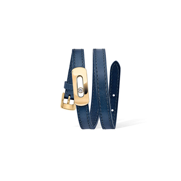 Bracelet My Move de cuir avec motif en or jaune et diamant
