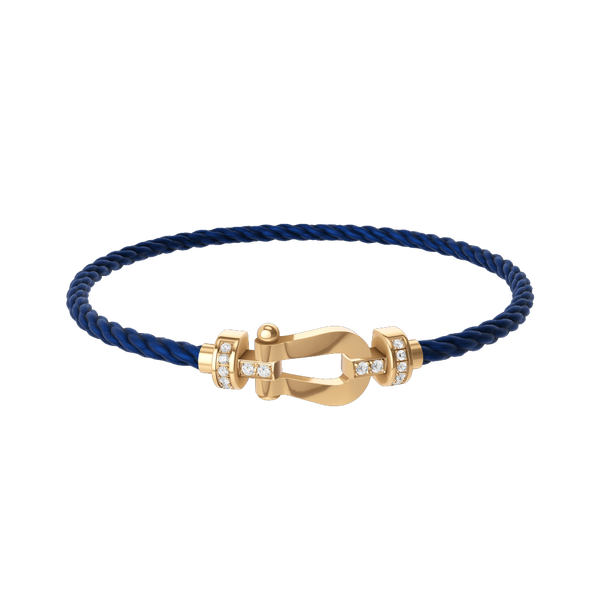 Bracelet cable Force 10 en or jaune avec pavé de diamants, modèle moyen